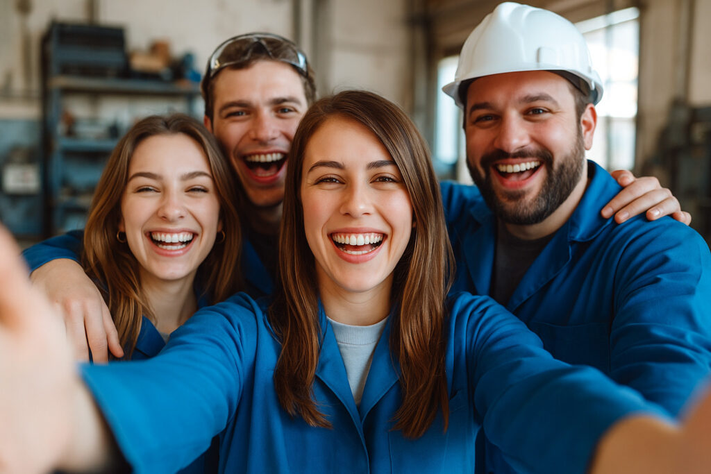 Webbild mit lachenden Menschen für die Rubrik Stellenangebote der FirmaSchiemann Elektromaschinenbau GmbH.